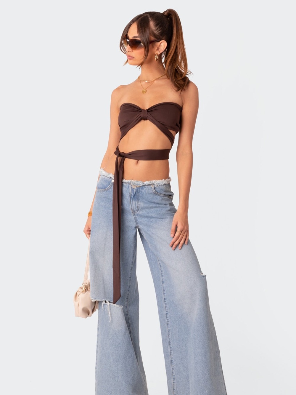Edikted Wyatt Wrap Tie Bandeau Top